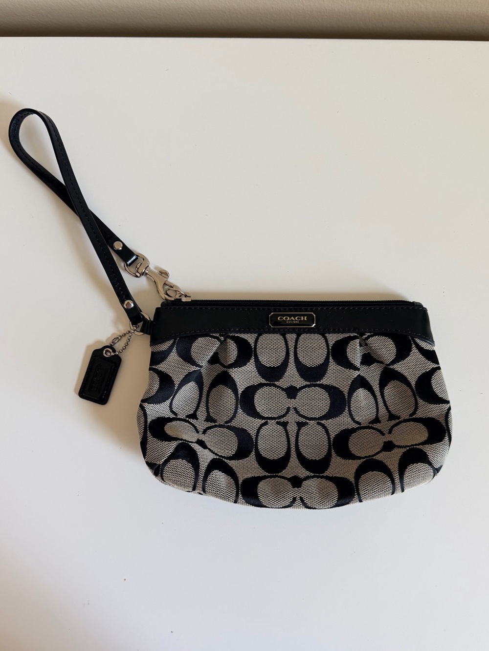 COACH Black Signature Canvas Wristlet